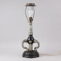 Art Deco Pewter and Wood Table Lamp