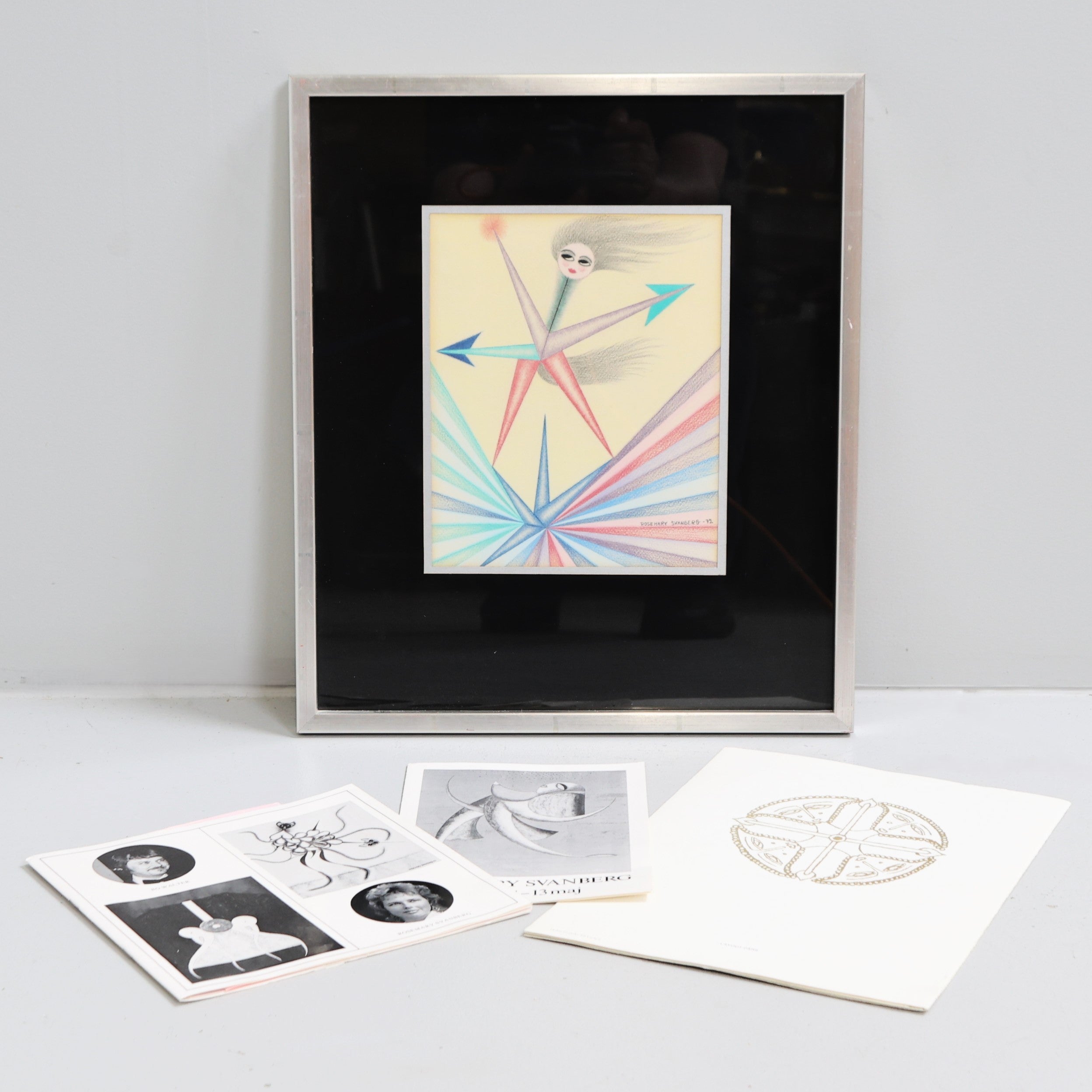 Rosemary Svanberg 'Stjärnan' - Original Crayon Drawing & Exhibition Ephemera Set