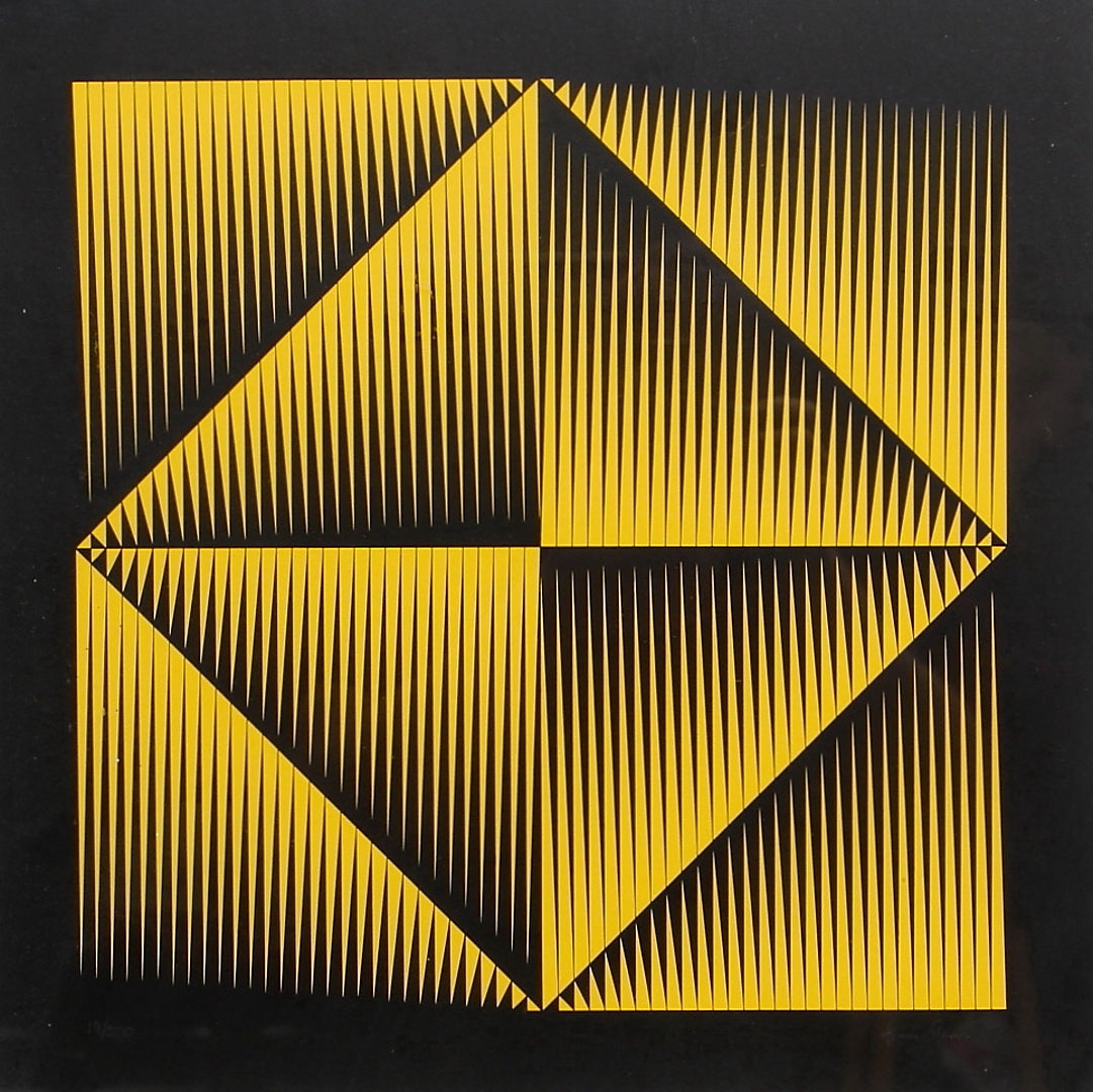Kai Glans 'Geometric Composition In Black And Yellow' Colour Litography