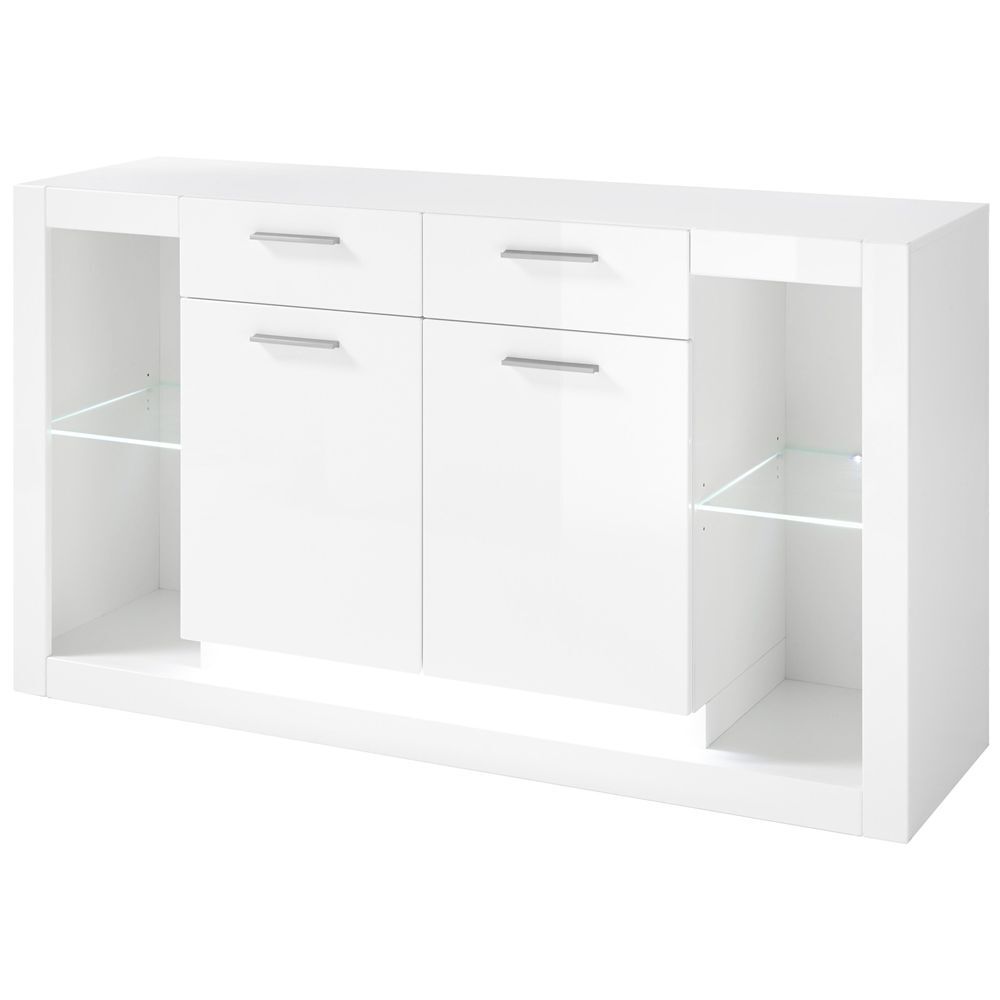 Modern White Glass Fronted Sideboard